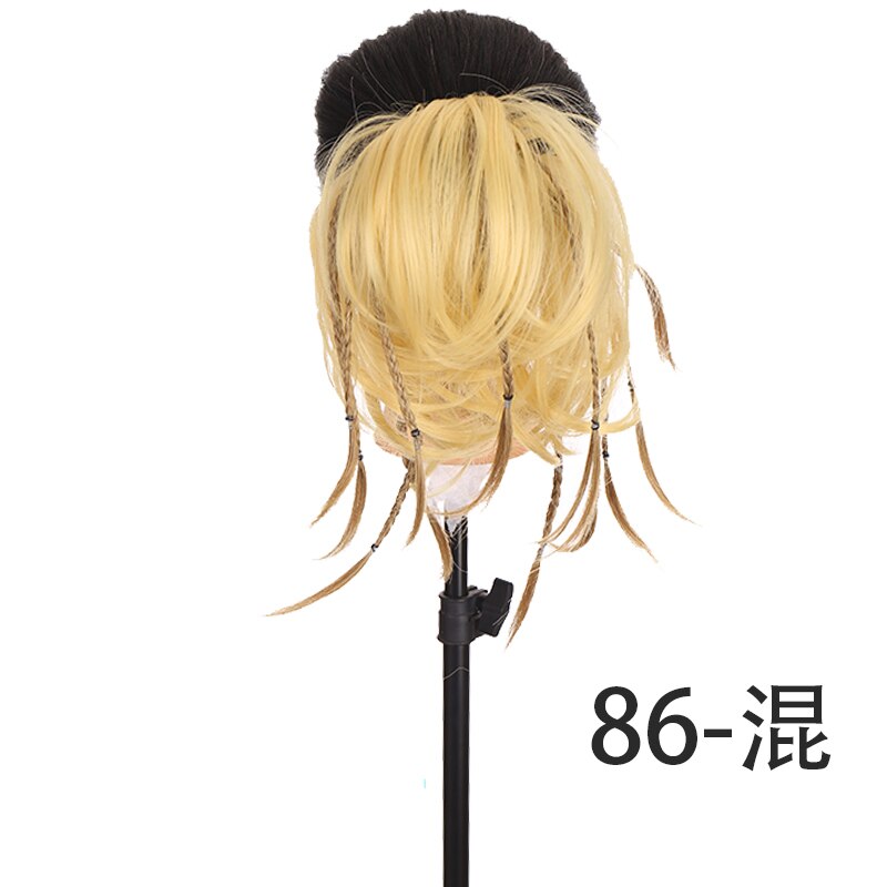 QUEENYANG-Peluca de fibra sintética, pelo rizado con banda trenzada, pelo liso, Color de belleza desordenado: 86