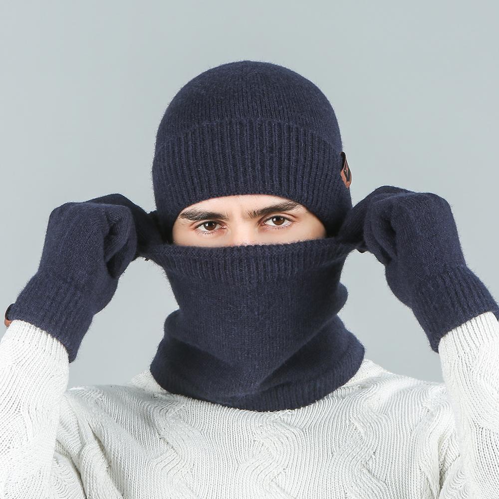 Conjunto de invierno Evrfelan para hombre y mujer, conjunto de gorro, bufanda y conjuntos de guantes para hombre, conjunto cálido grueso de punto, 3 piezas, accesorios Unisex