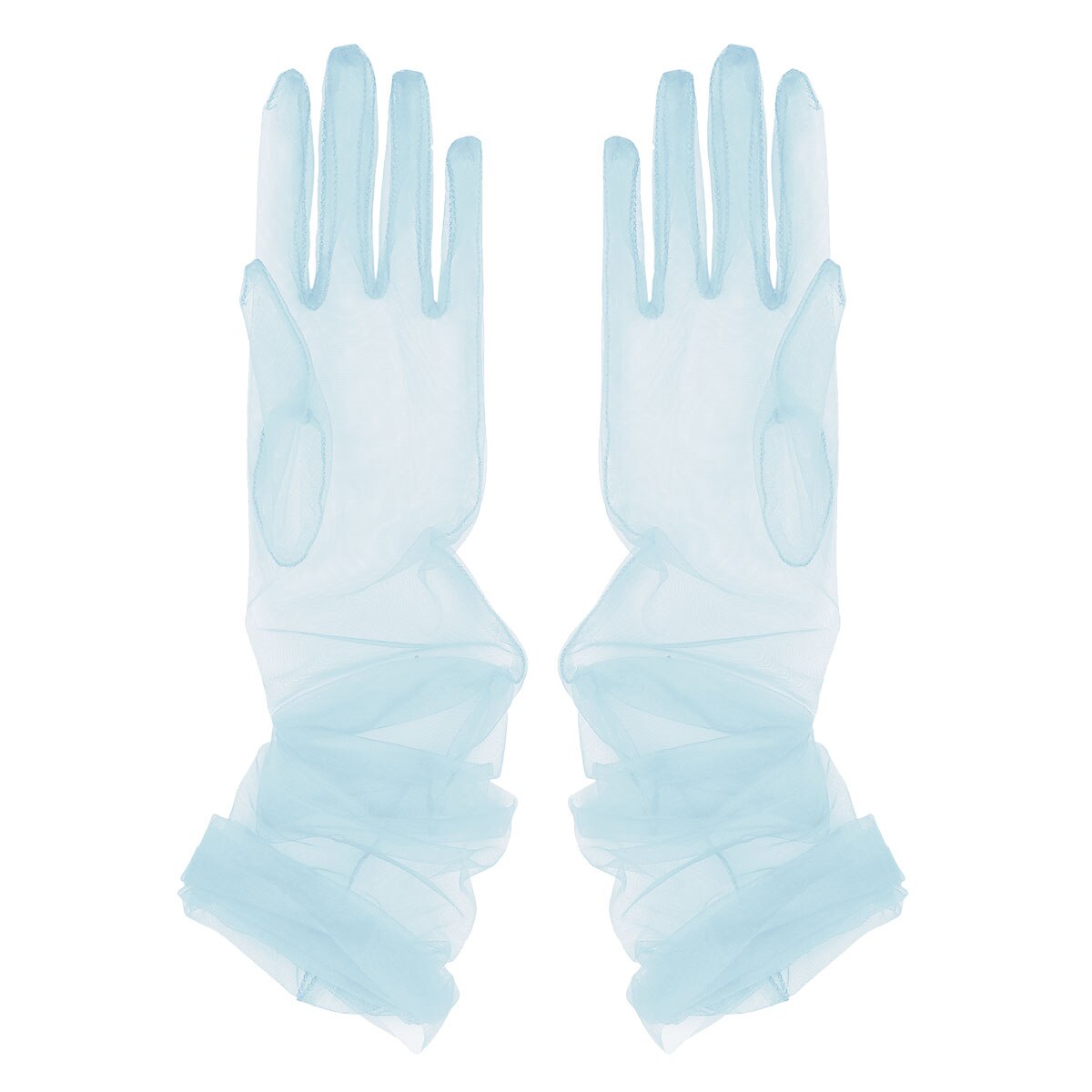 Elegantes guantes largos de tul transparente para mujer, guantes largos sexis de dedo completo para boda y , accesorios para damas de fotografía: Sky Blue