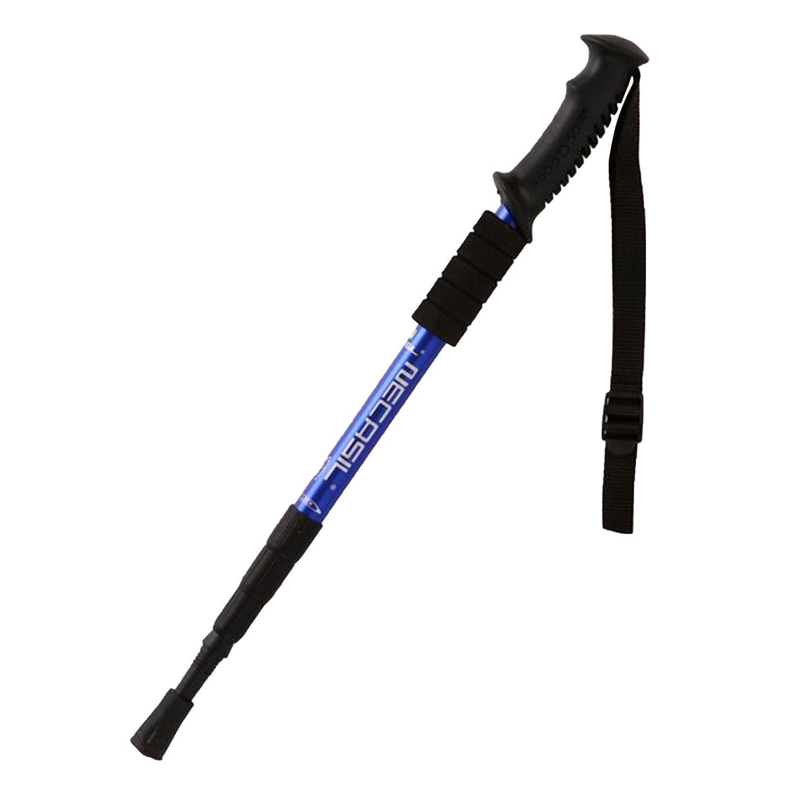 Folding Trekking Pole Aluminum Alloy Straight Handle Trekking Pole Telescopic Shock Absorption Outdoor Running Walking Stick @40: Blue 