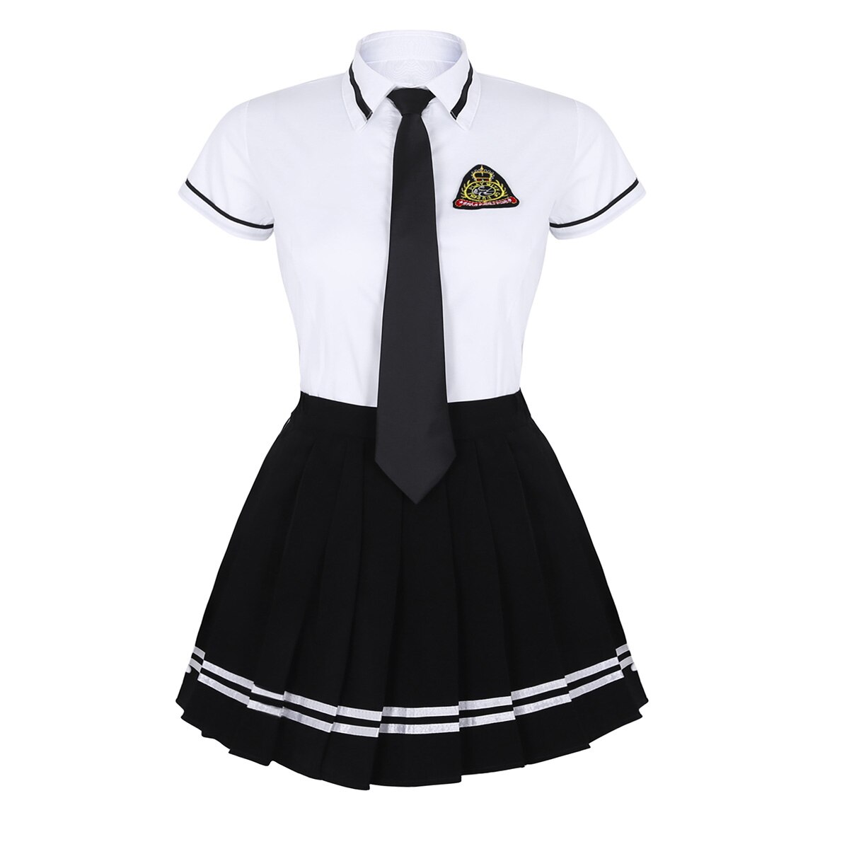 Uniforme scolaire japonais pour filles, Costume blanc, T-shirt à manches courtes, haut plissé, jupe, Cosplay, ensemble de costumes d&#39;étudiants coréens pour filles: 3XL