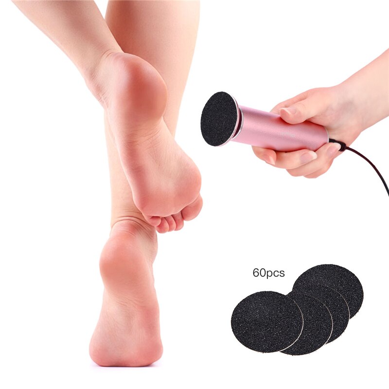 Lima eléctrica de aluminio para el cuidado de los pies, removedor de callos y talón, eliminación de piel muerta, pedicura, 60 almohadillas de molienda, 31 unidades