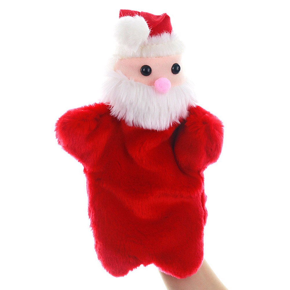 30cm Christmas Hand Puppet Cartoon Santa Claus Plush Puppets Doll Baby Toys