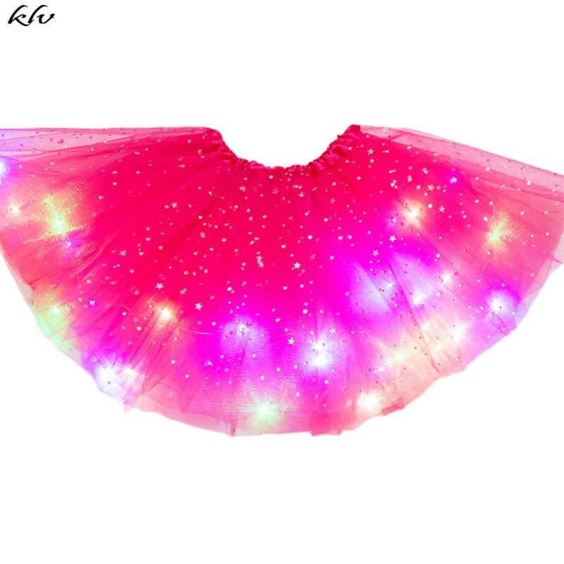 Kids Meisjes Led Light Up Glitter Ster Pailletten Ballet Dans Tule Tutu Rok 3-12T: HP