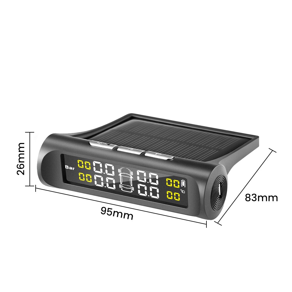 Universal- TPMS Reifen Druck Überwachung System Solar- Energie Digital LCD Anzeige Auto Sicherheit Alarm Reifendruck Sensoren