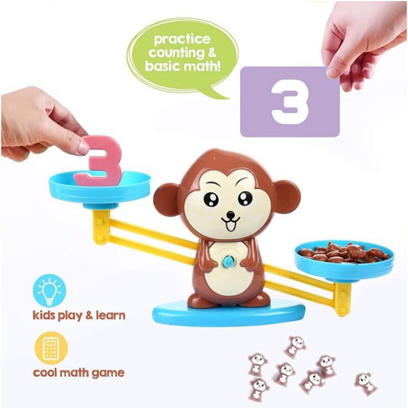 Singe Balance comptage Cool jeu de mathématiques-tige jouet, adapté pour 3, 4 et 5 ans outil éducatif d'enseignement des mathématiques pour enfants