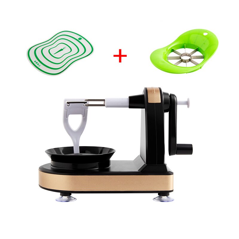 Multifunction Rotary Fruit Peeler Manual Fruit Apple Peeler Machine With Cutting Apple Slicer Kitchen Gadgets Tools: Black Set