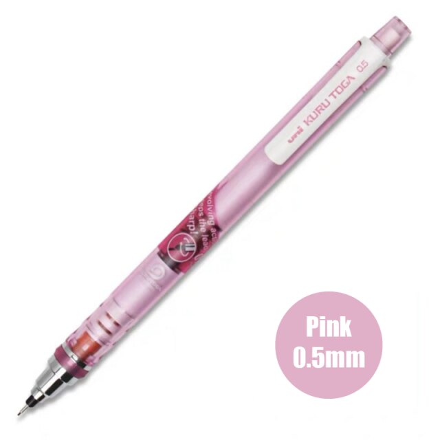 1pcs uni-ball Kuru Toga mechanical pencil M5-450T 0.5mm 3-gear rotation system student office 4 Colors Available: Pink