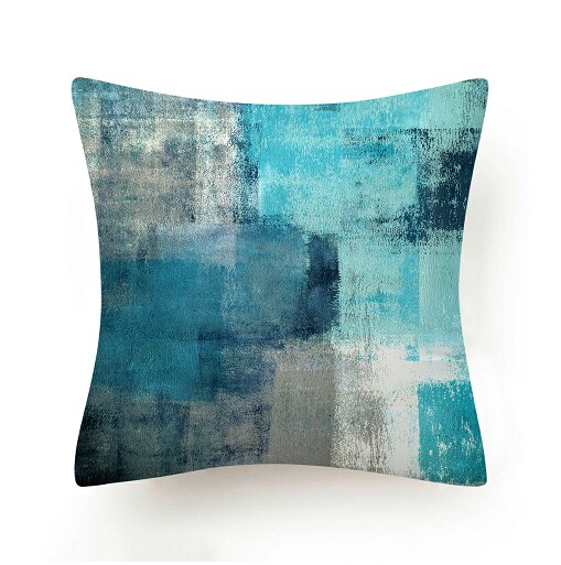 45X45cm bleu sarcelle impression feuilles vertes Polyester taie d'oreiller taille doux fibre coussin canapé voiture housse de coussin maison taie d'oreiller: 1