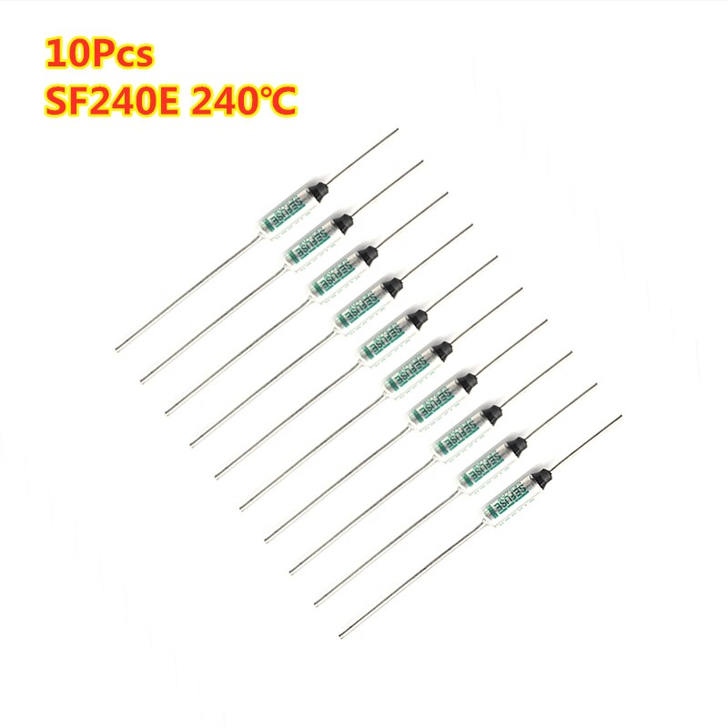 5/10Pcs 250V 10A SF76E/SF119E/SF129E/SF139E/SF188E Thermische Zekering Thermische Cutoffs 77/121/133/142/192/240 ℃ Graden Temperatuur Zekering: SF240E 240 Degree