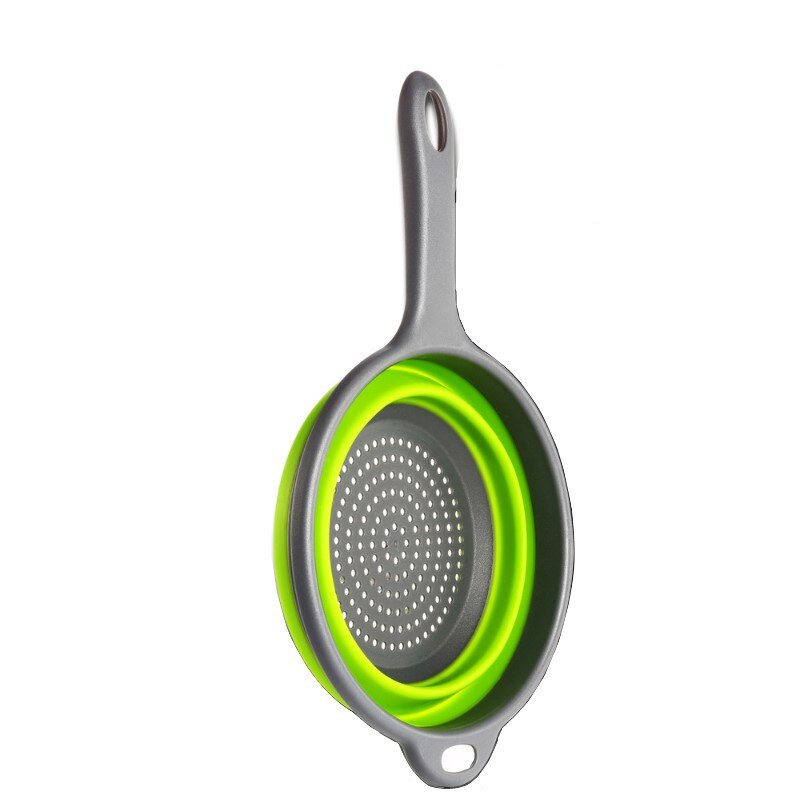 Folding With Handle Silicone Plastic Colander Drain Basket Fruit Vegetable Washing Strainer Drainer Kitchen Accessories