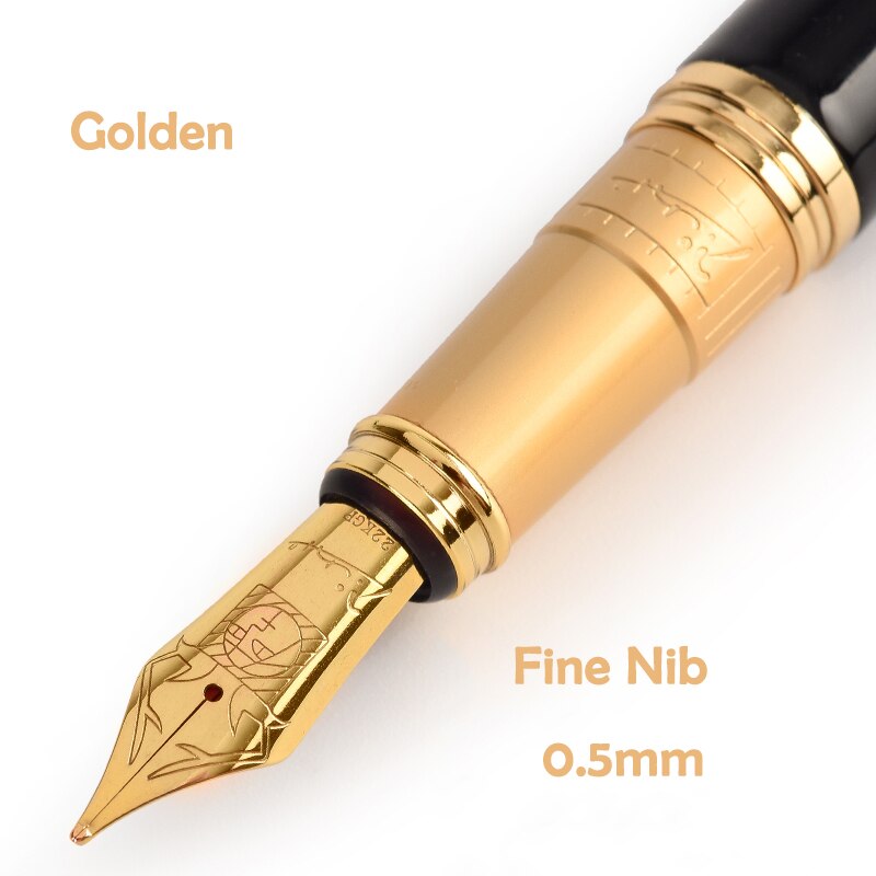 Picasso 906 Athens Dynasty Fine Nib / Calligraphy Bent Nib Fountain Pen Original Box Optional Black with Noble Golden/Silver Cap: Fine Nib Golden Cap / One Pen with Box