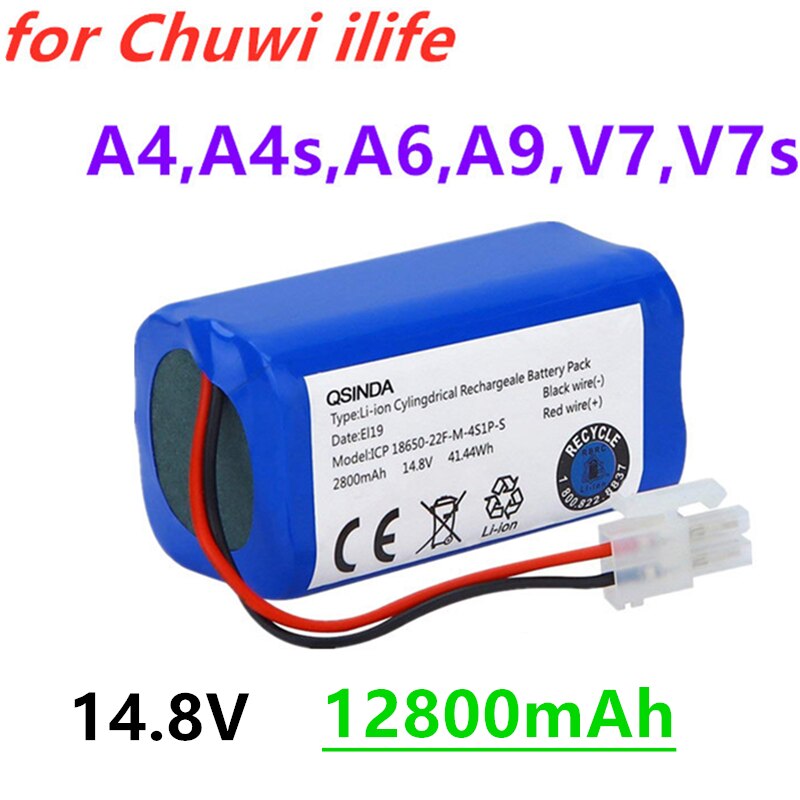 100% original Akku 14,8 V 12800mAh robotic staubsauger zubehör teile für Chuwi ilife A4 A4s A6 A9, v7, V7s