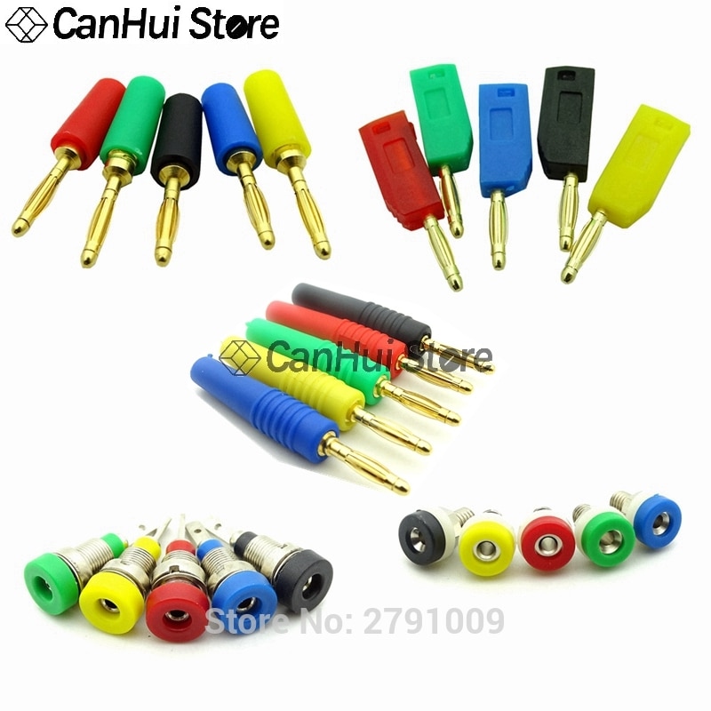 Enchufe tipo Banana de 2MM, conector adaptador de Panel de cobre puro, Terminal de fuente de alimentación de alto voltaje, 10A, 5 unidades