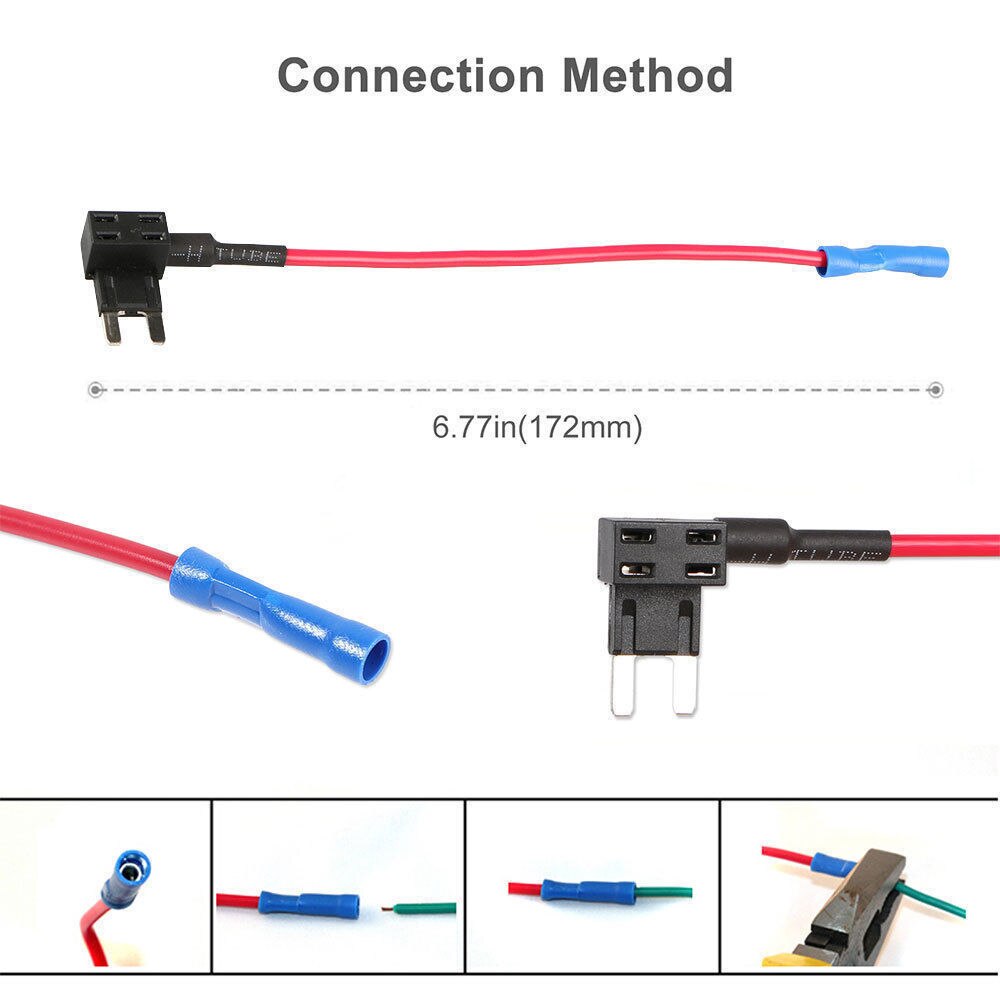 5 Pack 12V 15Amp Auto Add-A-Circuit Fuse Tap Adapter Kit, mini Atm Apm Blade Zekering