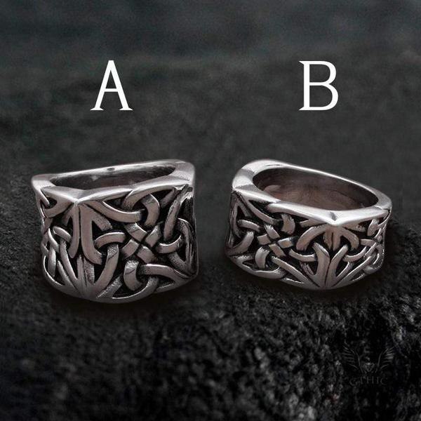 Punk Rock Lucky Knot Stainless Steel Viking Ring Retro Norse Amulet Jewelry For Man OSR630