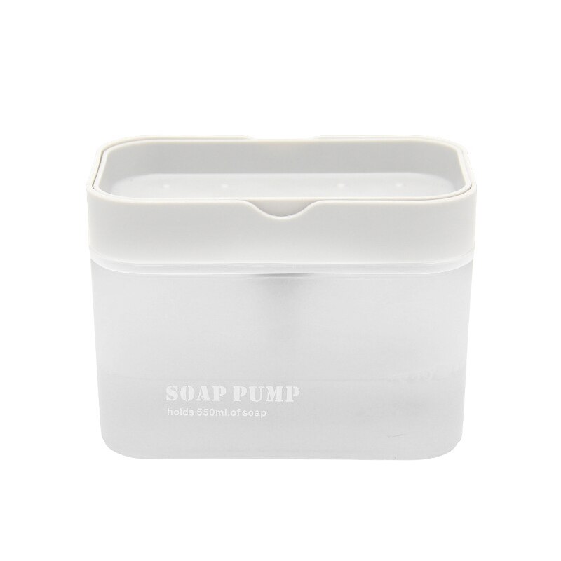 Soap Pump Dispenser 2-in-1 Liquid Dispenser Container With Sponge Holder Hand Press Soap Organizer Kitchen Cleaner Tools: white-1