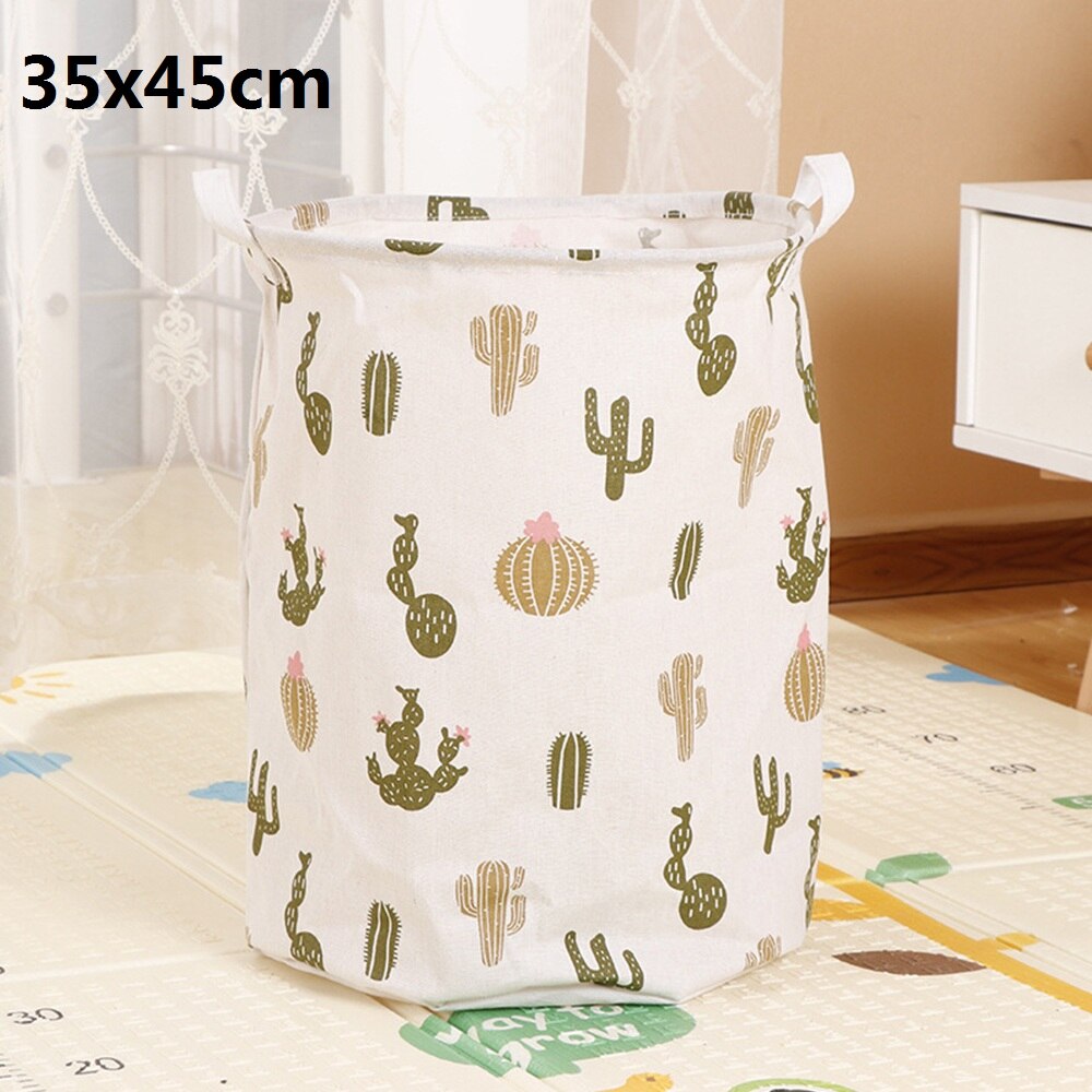 Folding Cotton Cloth Large Laundry Basket Toys Clothes Storage Box Bag Bucket Washing Dirty Clothes Organizer Bin With Handle