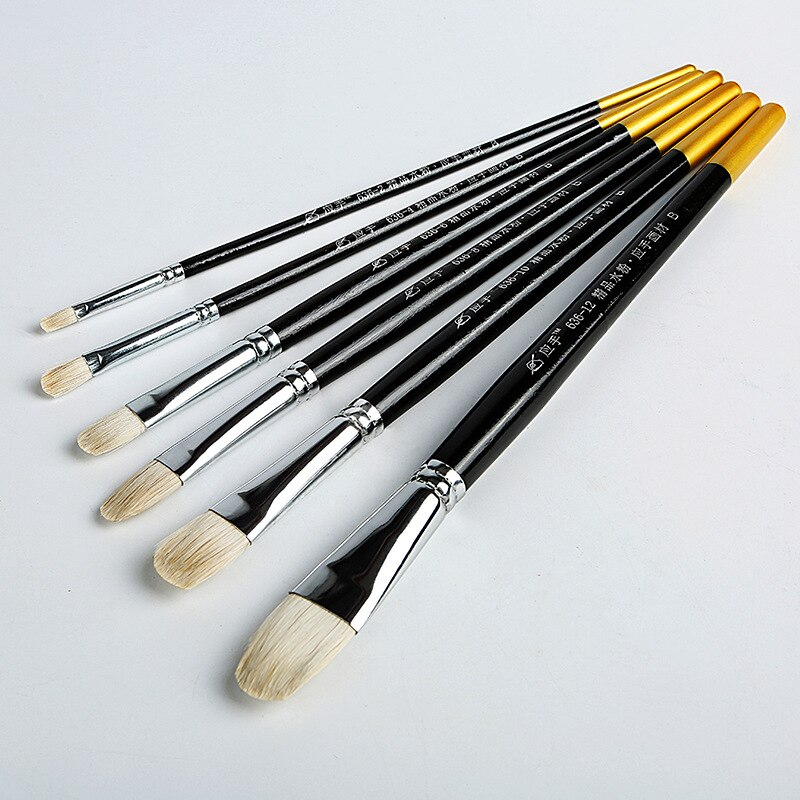 6Pcs Art Brush Ronde Wees Schilderen Borstel Wol Haar Water Kleur Acryl Brush Pen Pincel Para Pintura Art Supplies