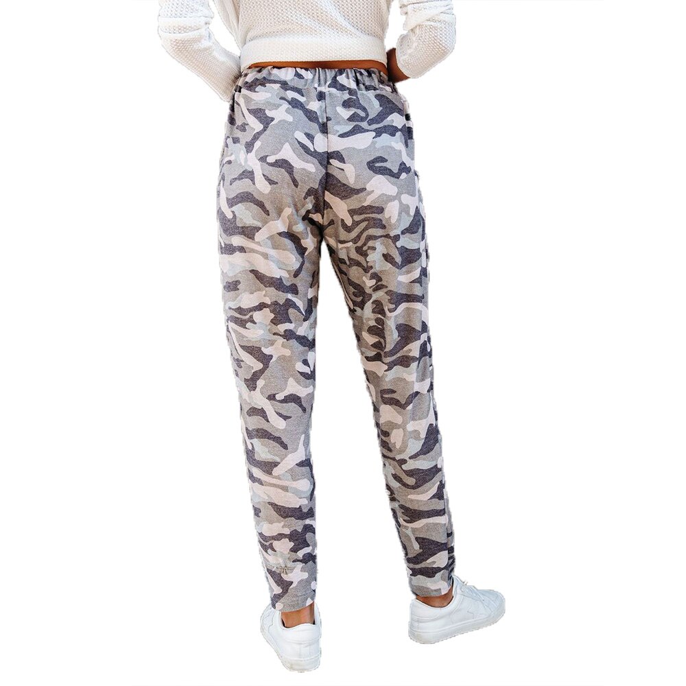 Pantalones para correr con estampado de camuflaje para mujer, pantalón largo con cintura elástica y cordones, con bolsillos, ropa deportiva informal para correr y Fitness