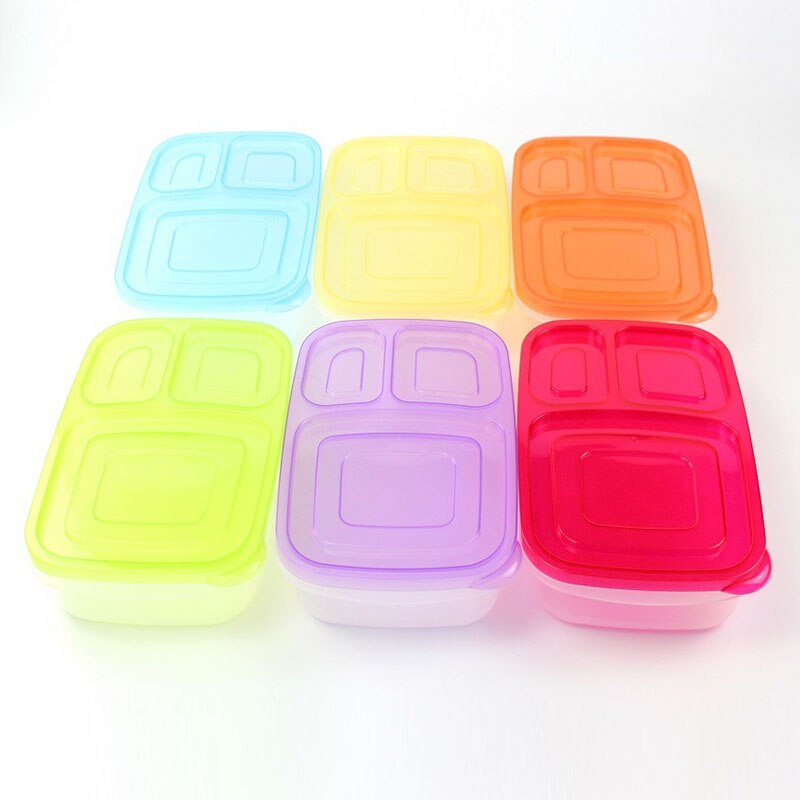 Draagbare Magnetron Bento Lekvrije Lunch Box Met Deksel 3 Compartimenten Voedsel Container Picknick School Opbergdozen Voor Kids volwassen