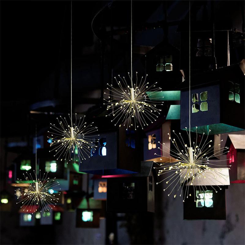 Krans lys utendørs fyrverkeri julelys strøm ledet streng kobbertråd fe lys julefest dekor lampe