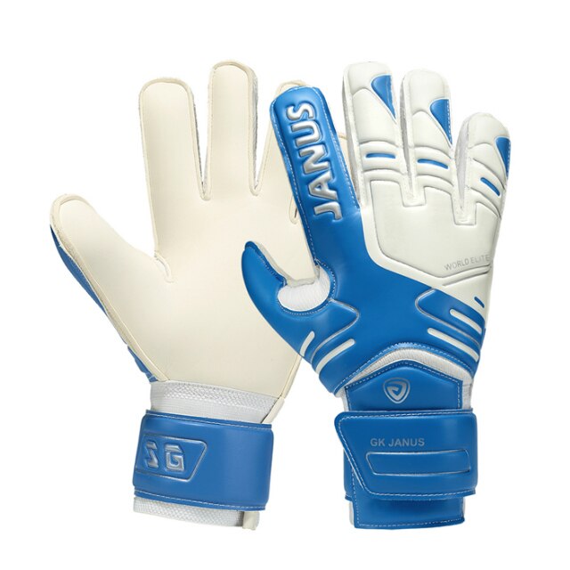 Taglia 5-10 guanti da portiere professionali Soocer protezione delle dita guanti da portiere da calcio in lattice addensati: White Blue / Size 10