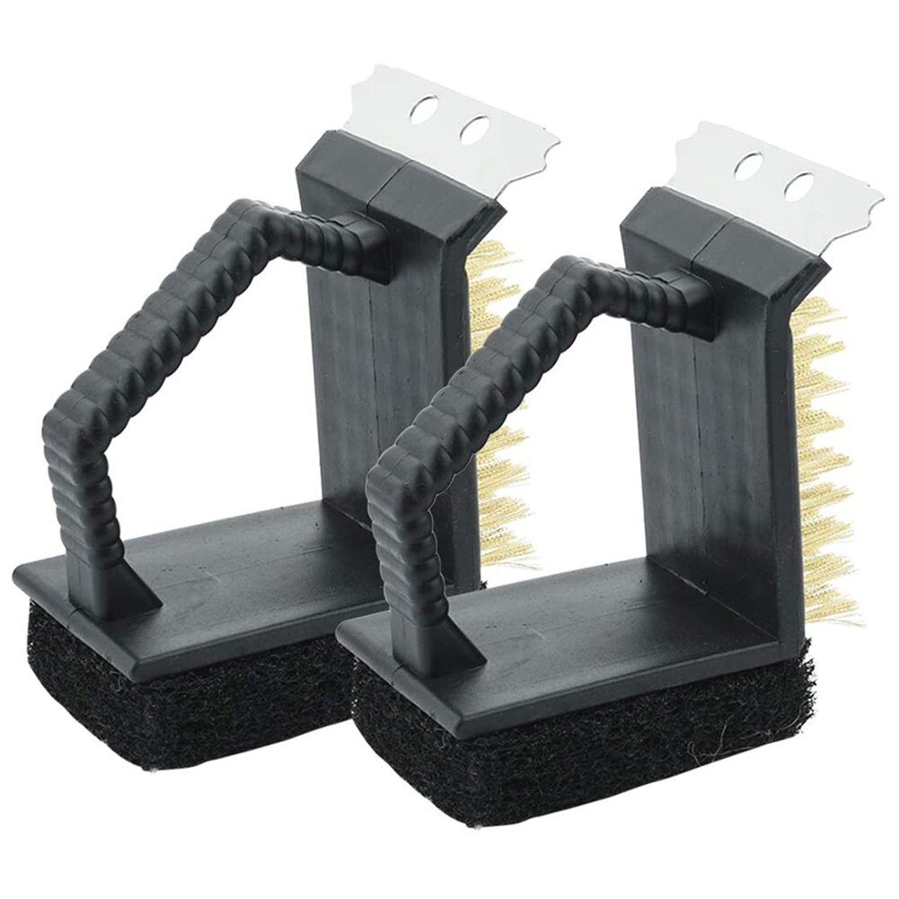 Cepillo rascador para parrilla, 2 uds., almohadilla de exfoliación para barbacoa, alambre de latón, cerdas 3 en 1, limpieza de rejillas, limpiadores, utensilios de cocina para Camping, accesorios: Default Title