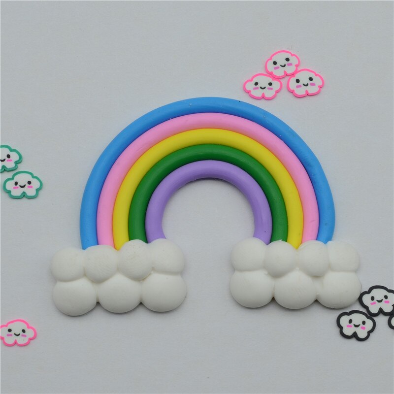 5 stk skjønnhet kawaii himmel spiral regnbue kjærlighet på pinne godteri polymer leire cabochons flatback til gjør-det-selv-telefondekorasjon: Regnbue 3