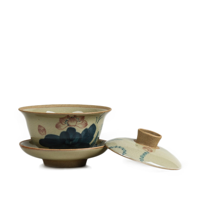 Kinesisk testel turee gaiwan vintage håndmalet keramik testel sæt håndmalet benporcelæn porcelæn kung fu te sæt skål