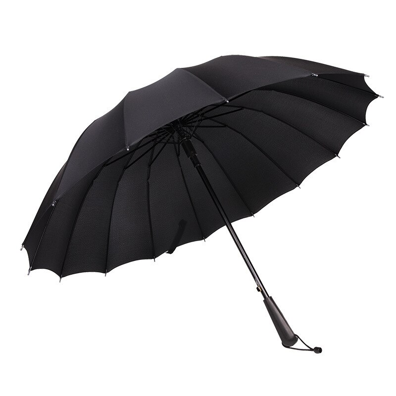 16K a prueba de viento Arco Iris paraguas lluvia mujeres hombres Sol caminando mucho manejar sombrillas rectas para Golf automática abierto sombrilla: Negro
