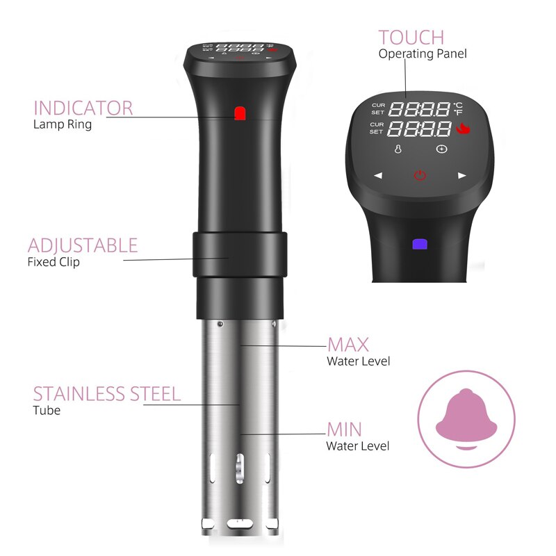 1100W Vacuüm Trage Sous Vide Voedsel Fornuis Rvs Krachtige Onderdompeling Circulatiepomp IPX7 Waterdicht Met Lcd Digitale Display