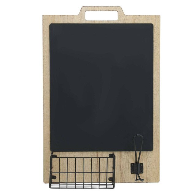 Wall Mounted Whitewashed Wood Chalkboard & Cork Board Rack with Mail Sorter & Key Hooks Retro Memo Reminder message board: Gray