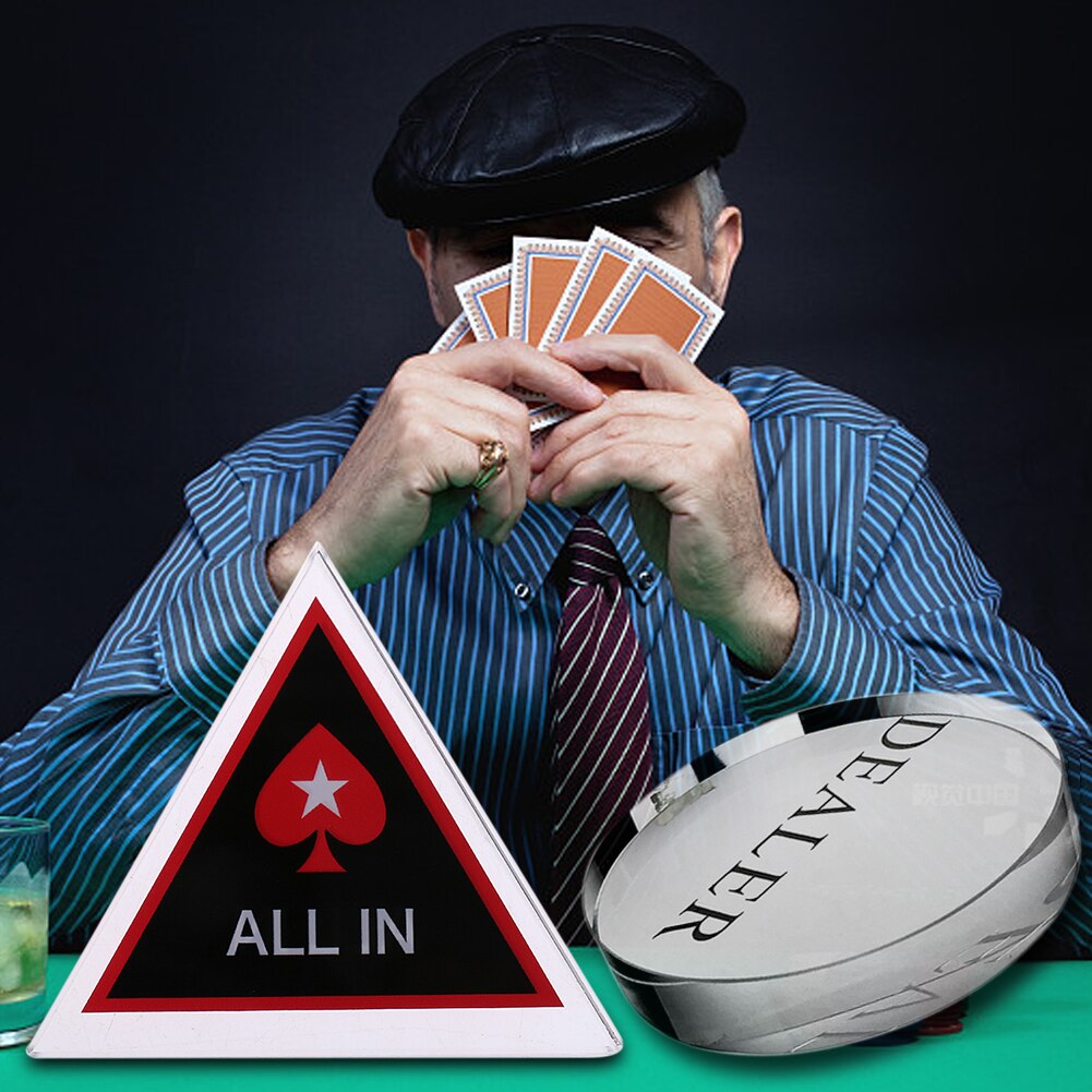 Crystal Texas All In Chip Poker Guard Cards Entertainment Tools Triangle Poker Chips Game Pub Club Collection