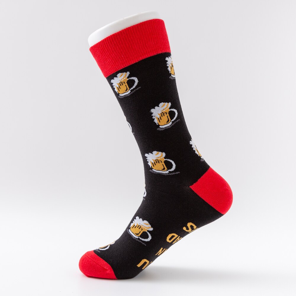 chaude coloré café bière boisson modèle nouveauté équipage hommes drôle nourriture Kawaii Sokken décontracté coton chaussettes pour homme: A3833