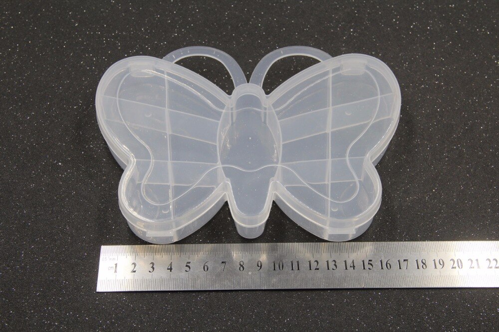 6 grilles Transparent en plastique bijoux accessoires boîte de rangement support organisateur papillon forme perles étui de transport