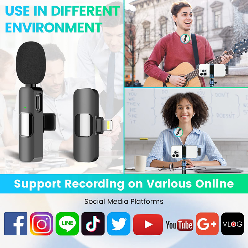 Lavalier Microphone Video Game Audio Room Recording Pickup 2.4G Wireless Mic for iPhone Android iPad Netbook lightning/Type C