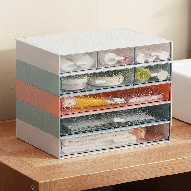Empilable grande capacité boîte de rangement cosmétique maquillage tiroir organisateur bijoux maquillage conteneur bureau articles divers boîte de rangement