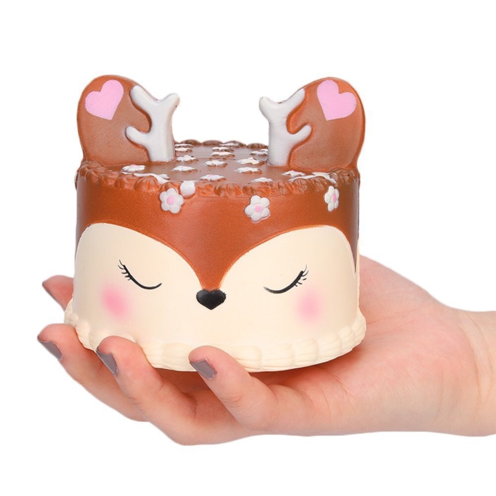 9.5CM Jumbo Big Kawaii Cute Deer Cake Bread Squishy Squeeze Squishi Squish Toy Slow Rising For Relieves Stress Anxiety