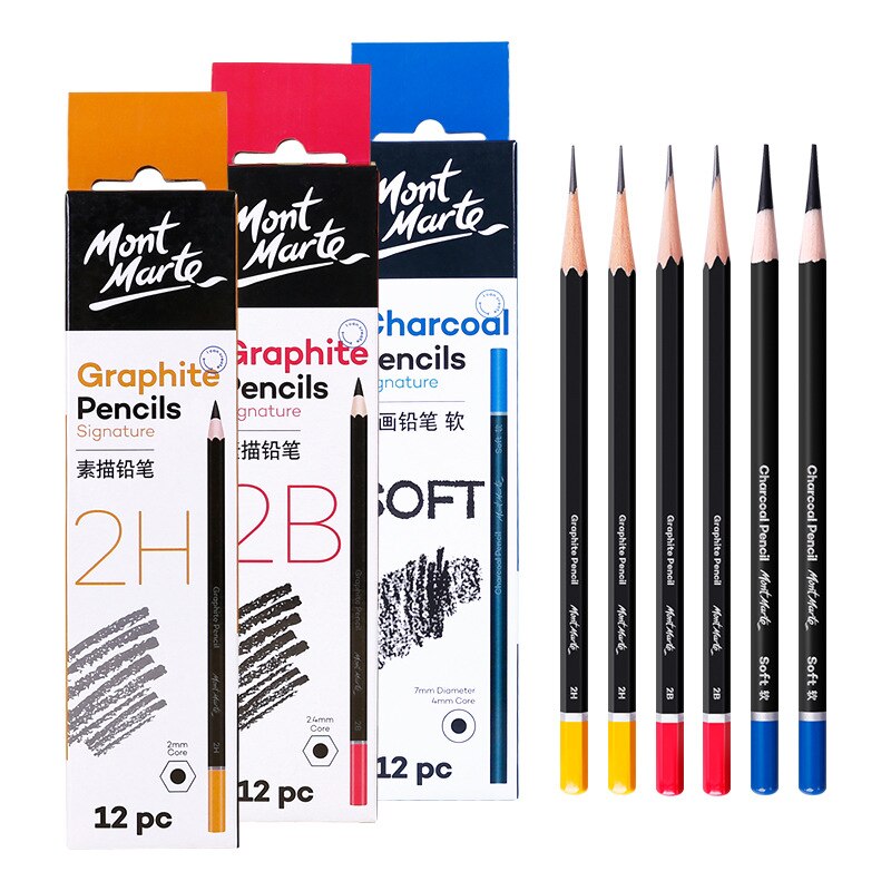 12pc Charcoal Graphite Sketch Pencils 3H 2B 7B 12B Soft Medium Hard Art Painting Wood Drawing Pencil For Artist Kid