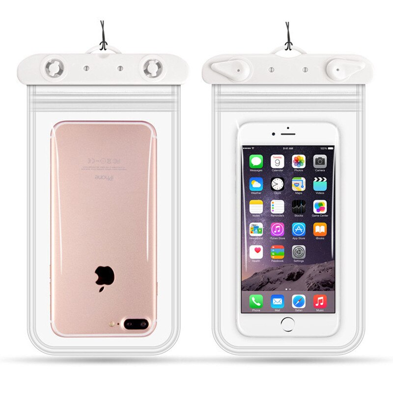 Bolsa de teléfono impermeable para natación, funda para teléfono de menos de 6,2 pulgadas, 11x22cm: WHITE