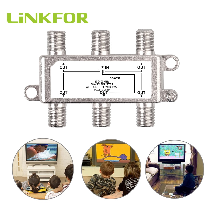 Linkfor 5-2400Mhz 5 Manier Coax Kabel Splitter Geschikt Voor Splitting Antenne Kabel Tv Voor Telewest ntl