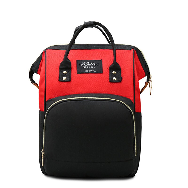 Contrast Kleur Luiertas Lichtgewicht Multi-Functionele Grote Capaciteit Hand Mother 'S Bag Zwangere Vrouwen Mama Zak Zuigeling: Black Red Mixed Colors