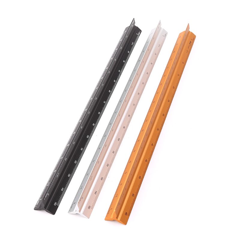 30cm Aluminum Triangular Scale Ruler Architect Engineer Drafting Measuring Tool
