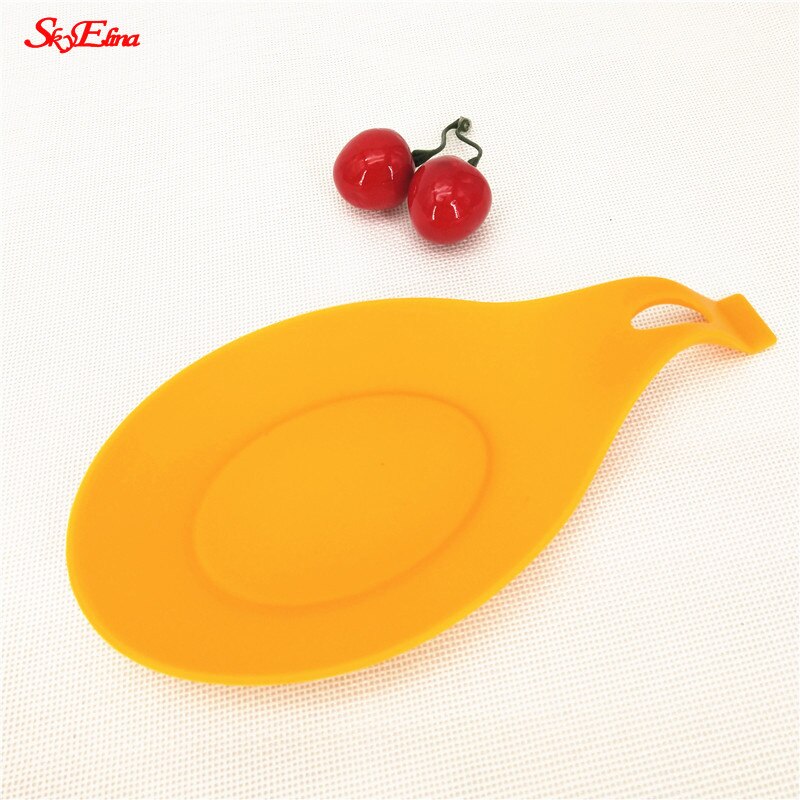 Multipurpose Silicone Spoon Rest Food Grade Silica Gel Spoon Holder Drink Glass Coaster Pot Stand Placemat Kitchen Tool 6zCF419: orange