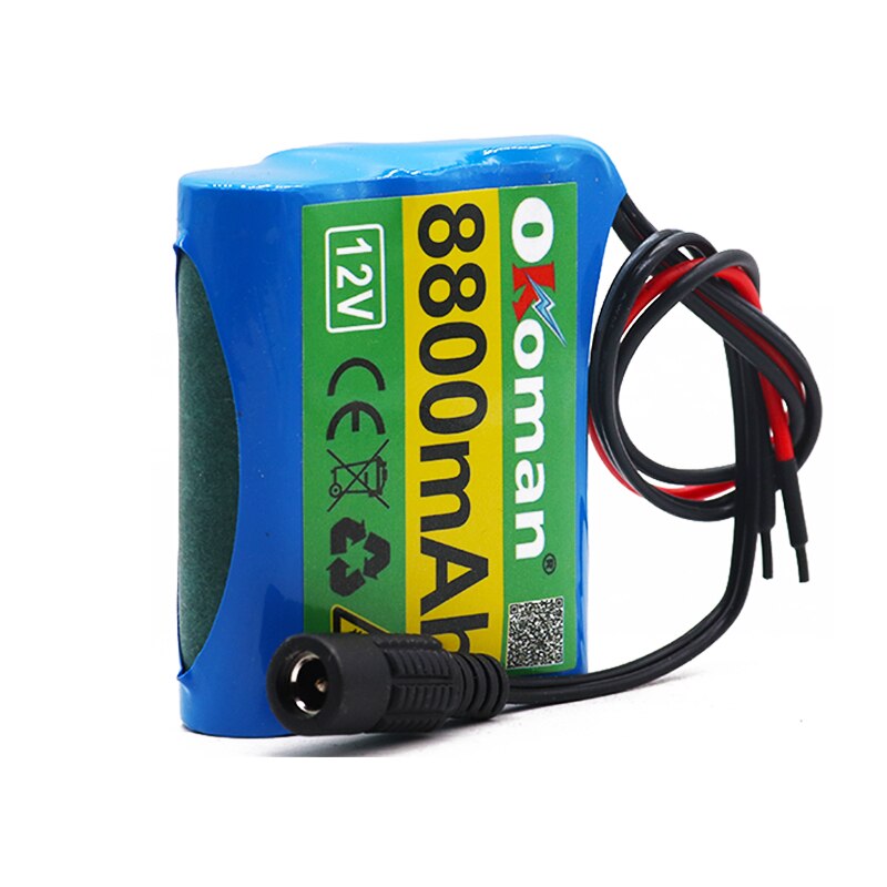 original protection plate 12v battery pack 12V 8800mAh 18650 lithium ion DC12.6V super rechargeable battery + 12.6v 1A charger