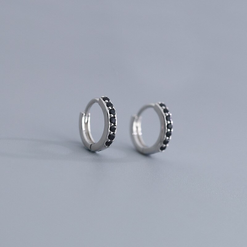 Reeti 925 Sterling Zilveren Ronde Oorringen Voor Vrouwen Shiny Cz Zilveren Sieraden: Blace