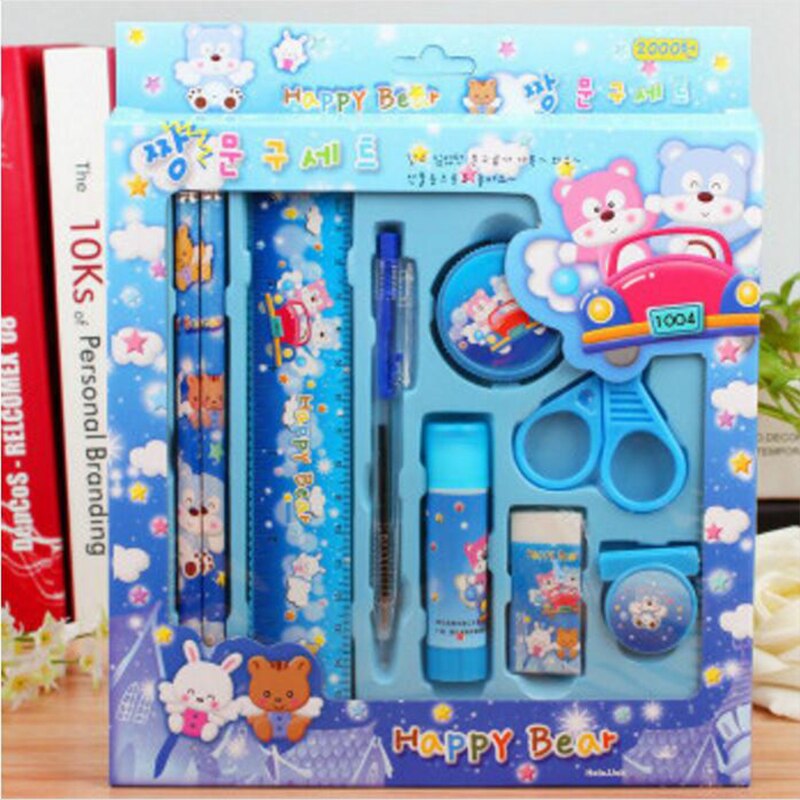 1 set of mathematical drawing set portable stationery box painting supplies 9 sets of office and learning tools