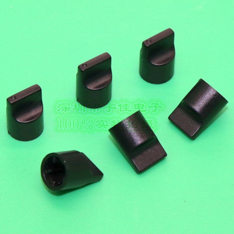 Pommeau de bec de canard en plastique noir, 10x14.5mm, demi-poignée, trou intérieur en forme de D, potentiomètre 6mm, bouton de réglage, 10 pièces