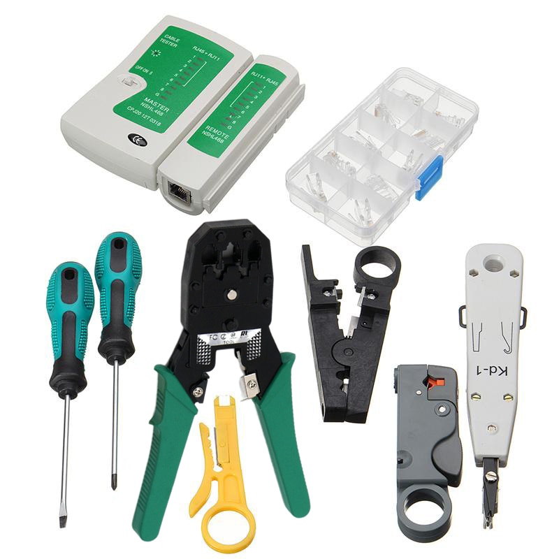 11 uds rj45 herramientas de red probador de cables grandado